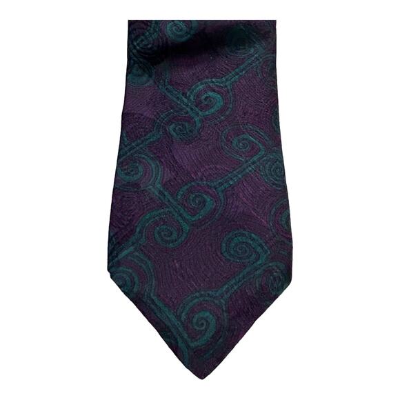 Jimmy Pike Purple and Green Abstract Tie - Picture 4 of 7